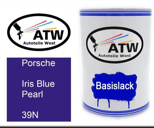 Porsche, Iris Blue Pearl, 39N: 500ml Lackdose, von ATW Autoteile West.